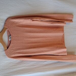 Casual Corner Vintage Women's Coral Peach Cable Knit Top Size S